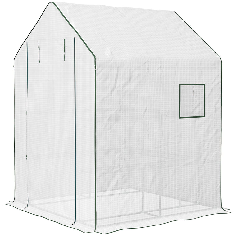 4.6' x 4.7' Walk-In Greenhouse with Flower Rack Shelves