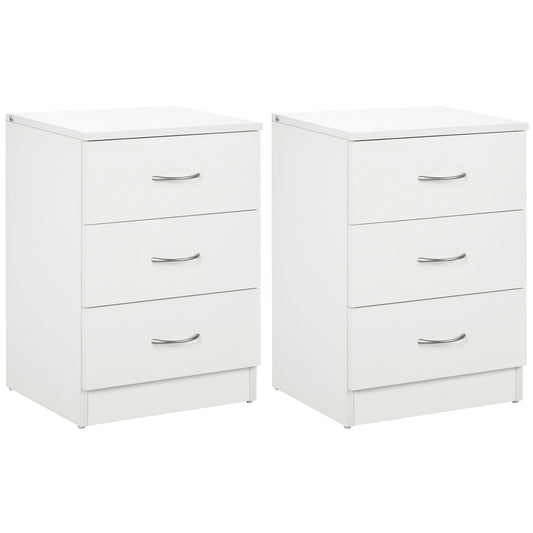 3-Drawer Nightstand Set of 2 - White