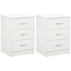 3-Drawer Nightstand Set of 2 - White