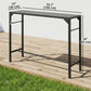 Bar Height Outdoor Table with Built-In Bottle Opener, Patio Bar Table with Wood Grain Plastic Top, 55" x 15" x 39"
