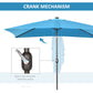 6.5x10ft Patio Umbrella Rectangle Solar Powered Tilt Aluminum Outdoor Market Parasol with LEDs Crank (Turquoise)