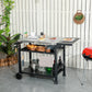 3-Shelf Grill Cart with Foldable Side Table & Stainless Steel Top