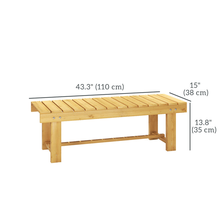 Natural 43" Wood Backless Outdoor Bench