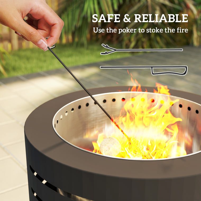 Black Round Wood-Burning Fire Pit with Ash Tray