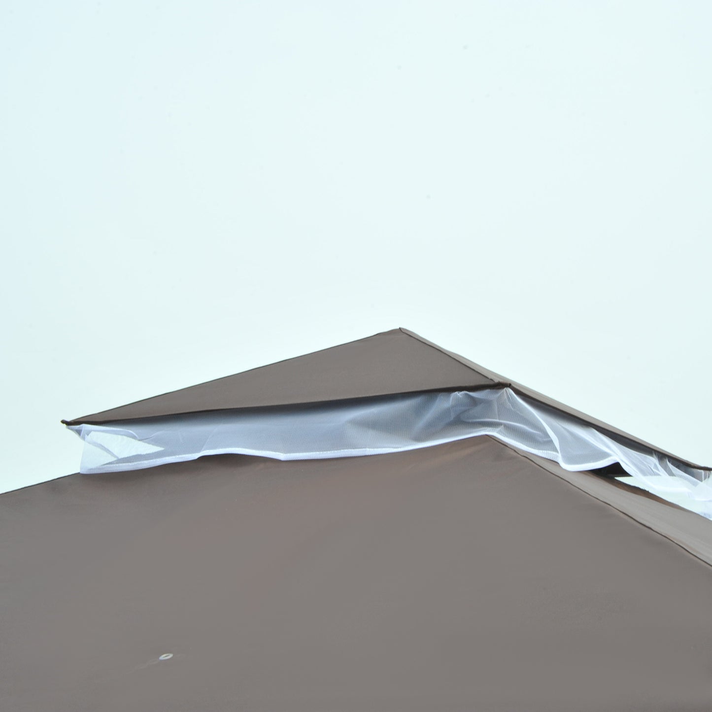 10' x 10' Double Tier Garden Gazebo Canopy Outdoor Sunshade Tent Anti-UV Roof with Metal Frame, Coffee