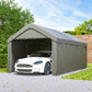 Carport, 10 x 20 ft Portable Garage with 2 Roll-Up Doors and Removable Sidewalls for Car, Truck, Boat, Light Grey