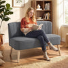 Modern 2 Seater Sofa, Upholstered Two Seater Couch with Rubber Wood Legs, Grey