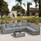 7pc Garden Wicker Sectional Set with Tea Table Patio Rattan Lounge Sofa Outdoor Deck Furniture Light Grey