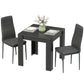 Dining Table Set for 2, Square Kitchen Table and Chairs, Dining Room Table and PU Leather Upholstered Chairs, Black