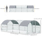 Galvanized Large Metal Chicken Coop Cage Walk-in Enclosure Poultry Hen Run House Playpen Rabbit Hutch with Cover for Outdoor Backyard 9.2' x 24.9' x 6.5' Silver
