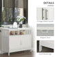 Wooden Sideboard Buffet Cabinet with Open Shelf and 2-Door Storage, White