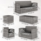 6 Pieces Wicker Patio Furniture Set with Cushions, 7-Seater Rattan Patio Sofa Set with Storage Table, Black