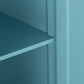 Kitchen Island with Storage, Rolling Kitchen Island with Drop Leaf, Rubber Wood Top and Adjustable Shelves, Light Blue