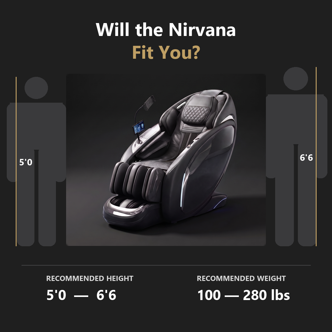 Nirvana massage chair recommended height and weight range