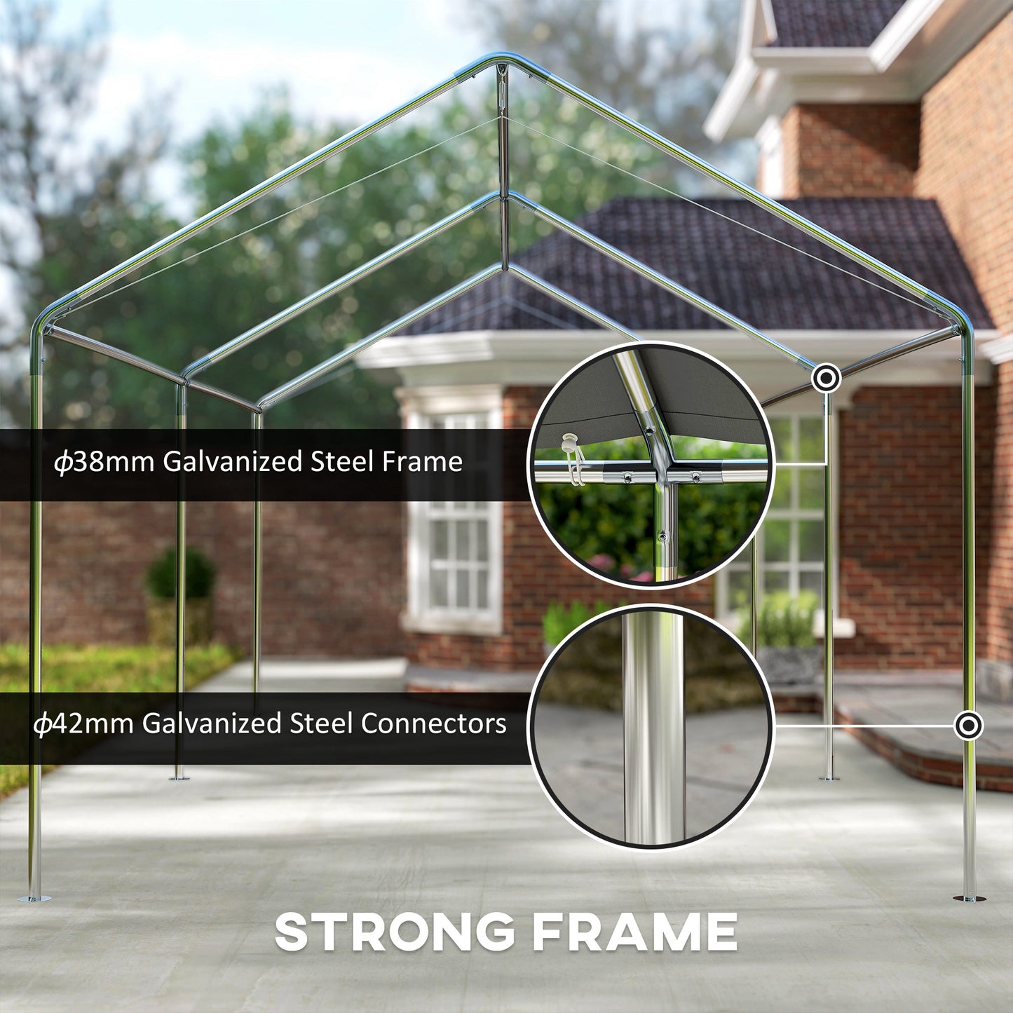 10' x 20' Carport Heavy Duty Galvanized Car Canopy with Included Anchor Kit, 3 Reinforced Steel Cables, Khaki