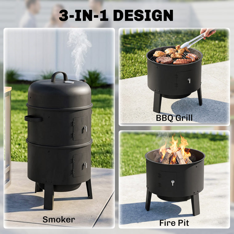 Vertical Charcoal Smoker with Grill Grates and Thermometer