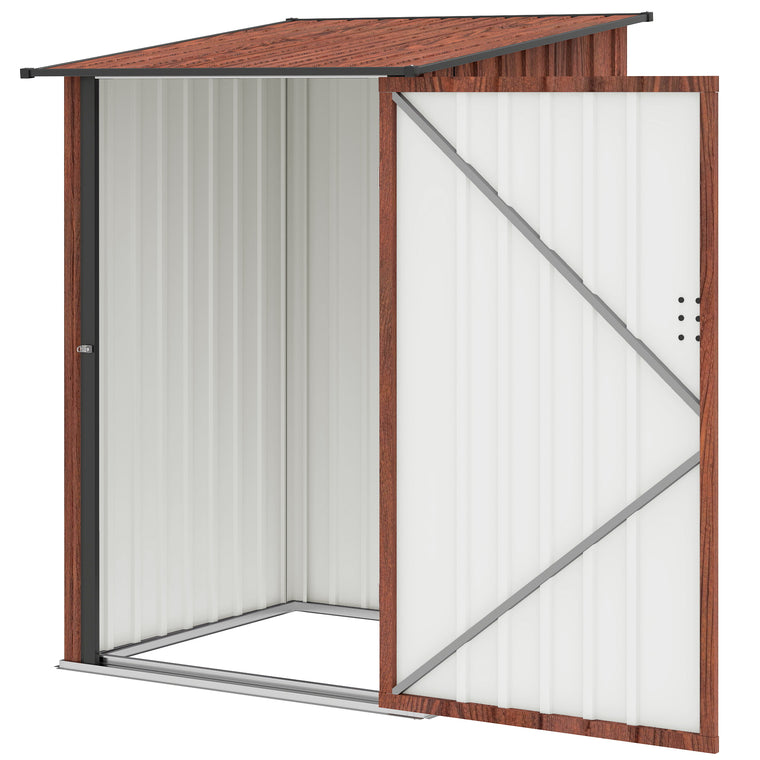 3.3' x 3.4' Galvanized Steel Lean-To Shed with Lockable Doors