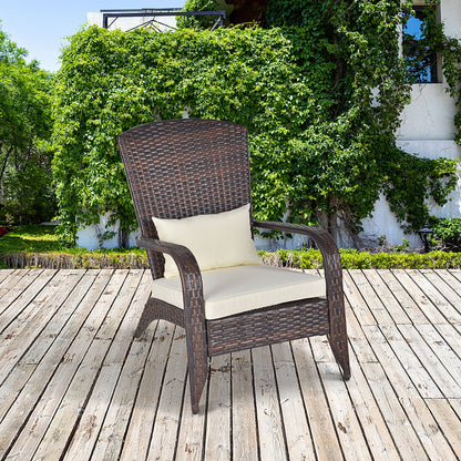 Cream White PE Rattan Adirondack Chair with Cushions