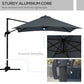 10x10ft Cantilever Umbrella Rotatable Square Market Parasol, 4 Adjustable Angle for Outdoor Backyard Patio Dark Grey