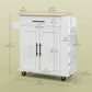 Rolling Island with Wheels for Kitchen, Kitchen Island on Rollers with Power Outlets, Drawer and Doors
