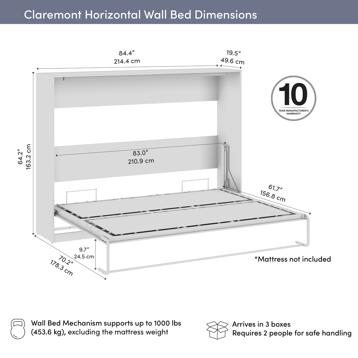 Claremont Horizontal murphy wall bed, photo 10
