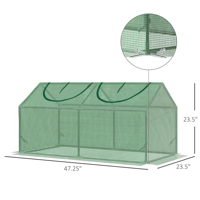 47" x 24" x 24" Green Mini Tunnel Greenhouse with Windows