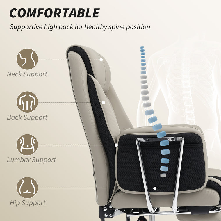 High Back Reclining Executive Chair with Footrest