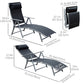 Outdoor Folding Chaise Lounge Chair Steel Portable Recliner with 7 Adjustable Backrest Positions, Red