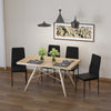 Modern Dining Chairs High Back Upholstered Linen Fabric with Metal Legs for Kitchen Black