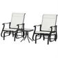 3PCs Gliding Rocking Chair & Bistro Tea Table Set, Mixed Grey