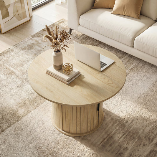 31.5" Round Coffee Table - Natural Wood