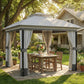 10' x 10' Patio Gazebo, UPF50+ Double Roof Outdoor Gazebo Canopy with Netting and Curtains, Steel Frame, Light Grey