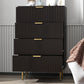 Modern Chest of Drawers 4 Drawer Dresser for Bedroom with Gold Legs and Handles, Black
