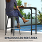 Bar Height Outdoor Table with Built-In Bottle Opener, Patio Bar Table with Wood Grain Plastic Top, 47.2" x 15" x 39"