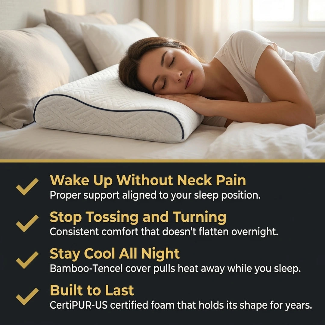 Custom Sleep Pillow benefits — neck support, spinal alignment, and pressure relief for side and back sleepers