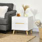 Nightstand, Bedside Table with 2 Drawers, Modern Side End Table with Solid Wood Legs for Bedroom, White