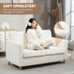 2-Seat Sofa Two-Seater Couch with Armrests and Wood Legs for Living Room, Bedroom, Cream White