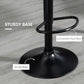 Bar Stools Set of 2, Adjustable Height Swivel Bar Chairs, Linen-feel Fabric Upholstered Kitchen Counter Stools with Wide Seat, Back and Footrest, Black