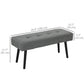 39" Upholstered Ottoman Bench, Corduroy Entryway Bedroom Bench with Padded Seat and Steel Legs for Bedroom, Grey