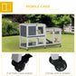 Wooden Rabbit Hutch Elevated Pet House Bunny Cage Small Animal Habitat with Slide-out Tray Lockable Door Openable Top for Indoor 58" x 18" x 35" Grey