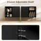 Sideboard, Modern Buffet Cabinet, Coffee Bar Cabinet with Fluted Doors and Adjustable Shelf, Black