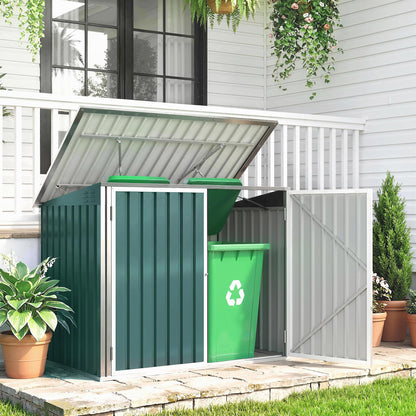 Steel Wheelie Trash Can Shed with Double Door