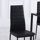 High Back Dining Chairs, Modern Upholstered PU Leather Accent Chairs with Metal Legs for Kitchen, Set of 4, Black