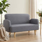 Velvet Feel Fabric 2 Seater Sofa, Small Sofa Loveseat with 8.3" Thick Padding and Wood Legs, Grey