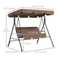 3-Seater Outdoor Porch Swing with Adjustable Canopy, Patio Swing Chair for Garden, Poolside, Backyard, Red