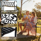 Garden Bench Outdoor Loveseat with Vintage Floral Pattern Cast Metal, 50" x 23.6" x 35", Black