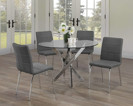 44 Inch Ashcroft 5 Piece Round Glass Dining Room Set - In 3 Colours