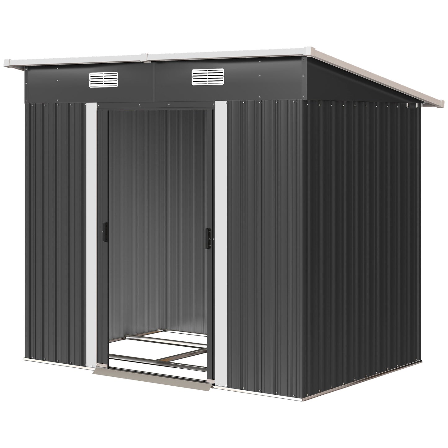 7' x 4' Metal Storage Shed, Lockable Tool Unit - Black