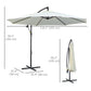 9.7ft Offset Patio UmbrellaCantilever Parasol with Crank Handle, 8 Ribs and Cross Base for Outdoor, Sun Shade, Cream