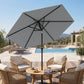Patio Sun Umbrella, Outdoor Parasol with 6 Ribs, Light Grey